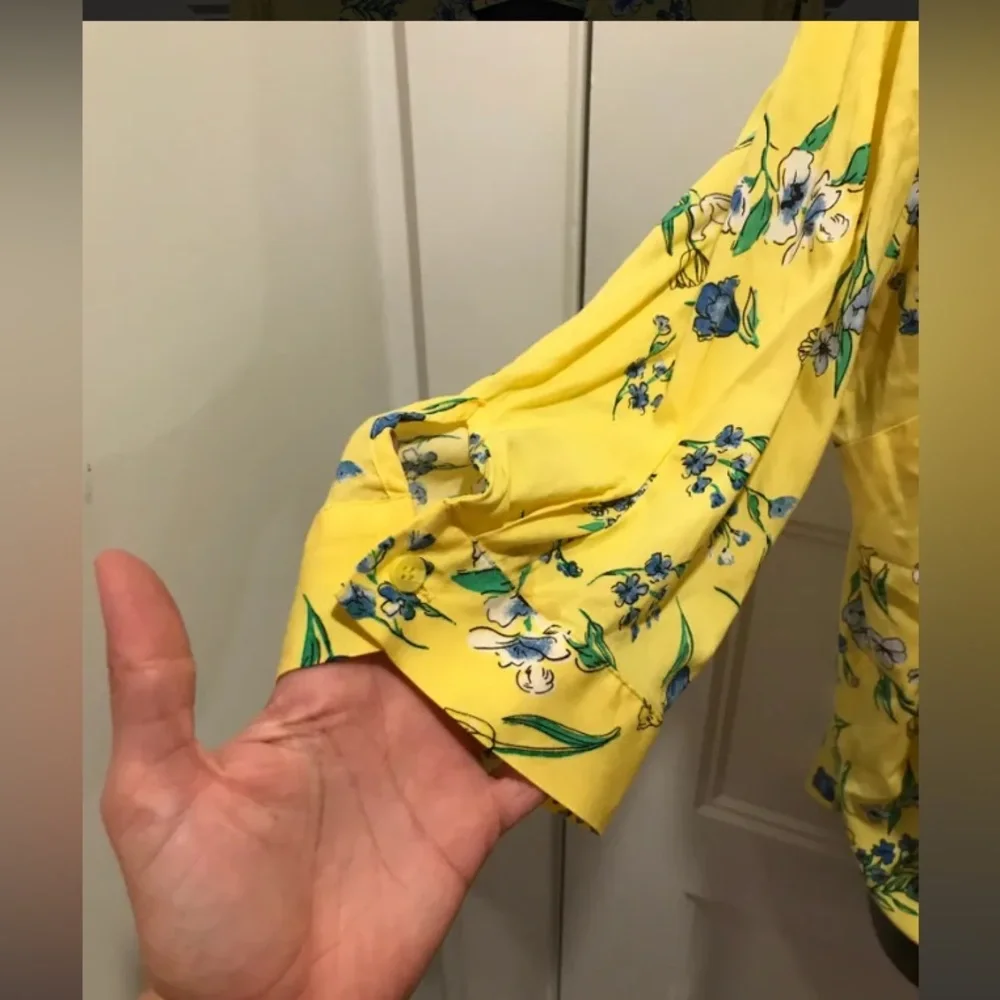 Blouse manche longue jaune fleurie - Picture 3 of 5